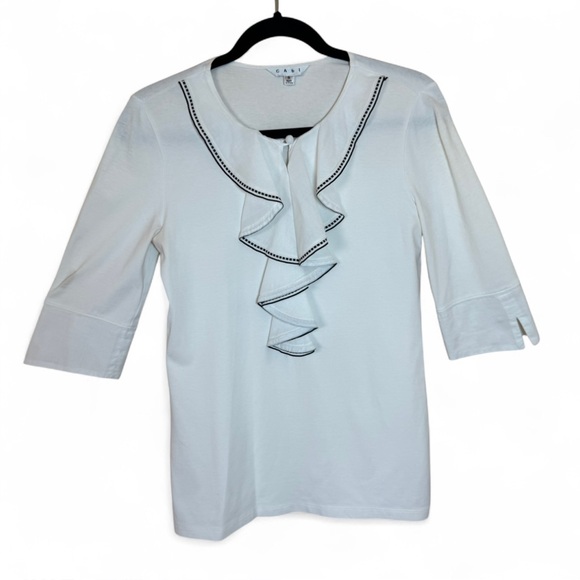 CAbi Tops - CAbi White Blouse with Ruffle Detail